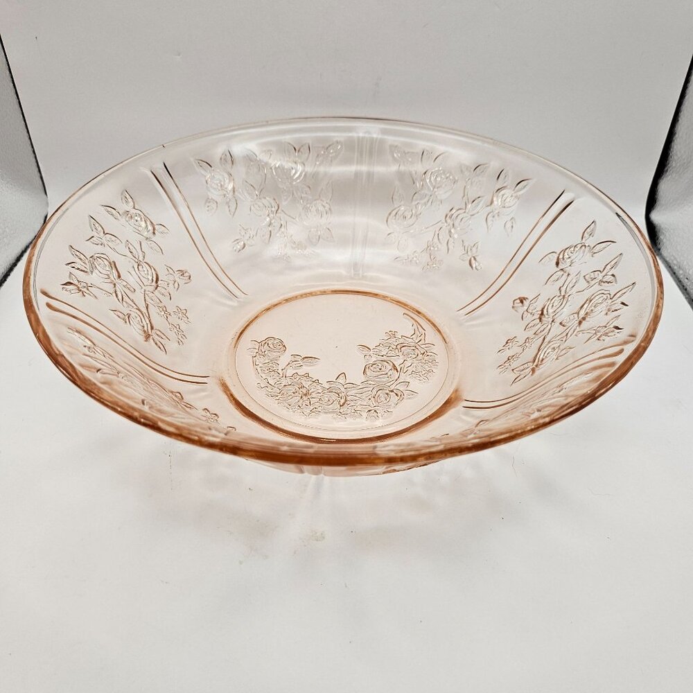 Federal Pink Sharon Cabbage Rose 10" Serving Bowl Depression Glass